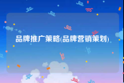品牌推广策略(品牌营销策划)