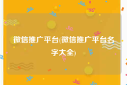 微信推广平台(微信推广平台名字大全)