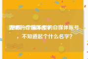 好听的自媒体名字:想做一个音乐类的自媒体账号，不知道起个什么名字？