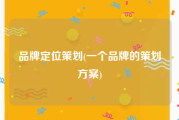 品牌定位策划(一个品牌的策划方案)