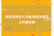 淘宝花呗怎么开通(淘宝卖家怎么开通花呗)