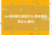 bot项目模式是指什么(政府项目禁止Bot模式)
