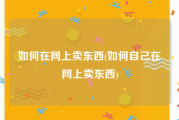如何在网上卖东西(如何自己在网上卖东西)