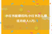 小红书能赚钱吗(小红书怎么赚钱月收入15万)