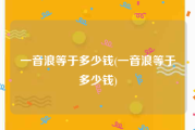 一音浪等于多少钱(一音浪等于多少钱)