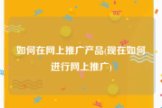 如何在网上推广产品(现在如何进行网上推广)