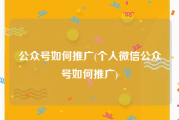 公众号如何推广(个人微信公众号如何推广)