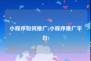 小程序如何推广(小程序推广平台)