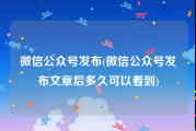微信公众号发布(微信公众号发布文章后多久可以看到)