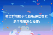 微信群发助手电脑版(微信群发助手电脑怎么操作)
