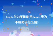 hisuite华为手机助手(hisuite华为手机助手怎么用)