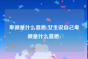 卑微是什么意思(女生说自己卑微是什么意思)