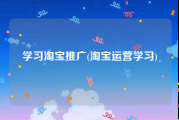 学习淘宝推广(淘宝运营学习)