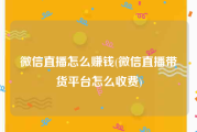 微信直播怎么赚钱(微信直播带货平台怎么收费)