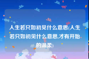 人生若只如初见什么意思(人生若只如初见什么意思,才有开始的温柔)
