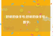 好听的快手号(好听的快手号id数字)