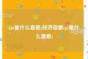 cpi是什么意思(经济指数cpi是什么意思)