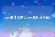 gpm是什么单位(gpm是什么单位)