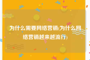 为什么需要网络营销(为什么网络营销越来越流行)