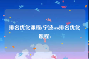 排名优化课程(宁波seo排名优化课程)