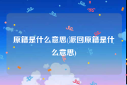原籍是什么意思(派回原籍是什么意思)