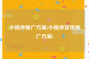 小程序推广方案(小程序宣传推广方案)