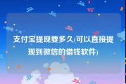 支付宝提现要多久(可以直接提现到微信的借钱软件)