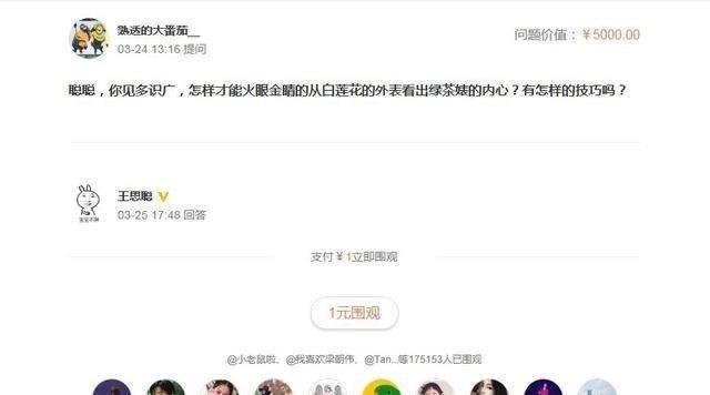微博问答:最近某微博炸出，某网友出五千元钱向王思聪提问，最后反倒赚八万人民币。大家怎么看？  第1张