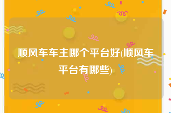 顺风车车主哪个平台好(顺风车平台有哪些)