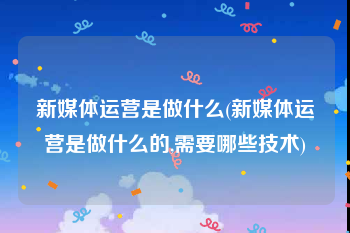 新媒体运营是做什么(新媒体运营是做什么的,需要哪些技术)