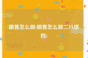 销售怎么做(销售怎么做二八搭档)