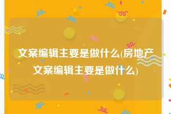 文案编辑主要是做什么(房地产文案编辑主要是做什么)