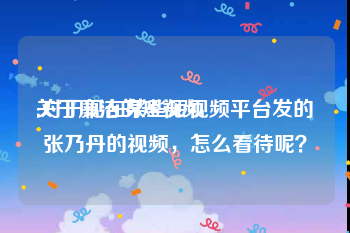 关于廉洁的短视频
:对于现在某些短视频平台发的张乃丹的视频，怎么看待呢？