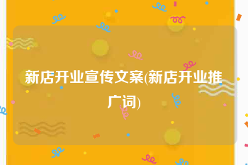 新店开业宣传文案(新店开业推广词)