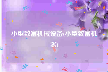 小型致富机械设备(小型致富机器)