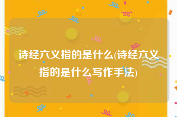 诗经六义指的是什么(诗经六义指的是什么写作手法)