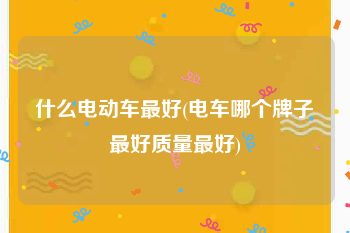 什么电动车最好(电车哪个牌子最好质量最好)