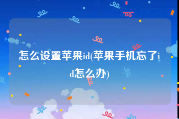 怎么设置苹果id(苹果手机忘了id怎么办)