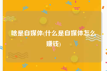 啥是自媒体(什么是自媒体怎么赚钱)