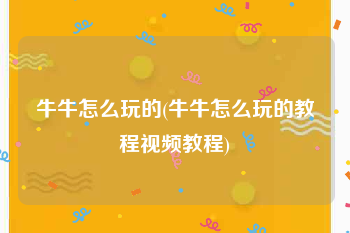 牛牛怎么玩的(牛牛怎么玩的教程视频教程)