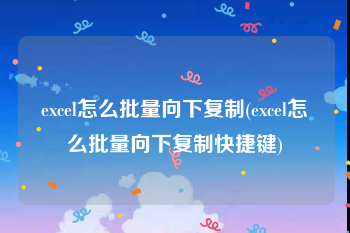 excel怎么批量向下复制(excel怎么批量向下复制快捷键)