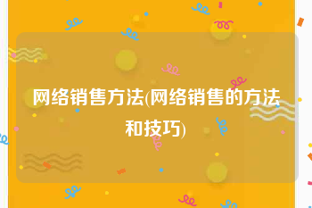 网络销售方法(网络销售的方法和技巧)