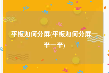 平板如何分屏(平板如何分屏一半一半)