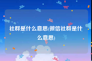 社群是什么意思(微信社群是什么意思)