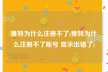 推特为什么注册不了(推特为什么注册不了账号 显示出错了)