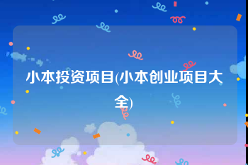 小本投资项目(小本创业项目大全)