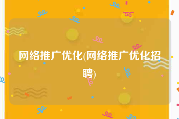 网络推广优化(网络推广优化招聘)