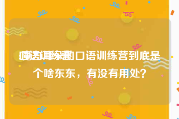口语训练营
:魔力耳朵的口语训练营到底是个啥东东，有没有用处？