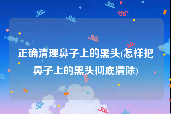 正确清理鼻子上的黑头(怎样把鼻子上的黑头彻底清除)