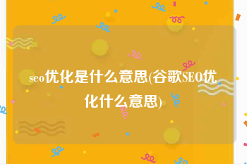 seo优化是什么意思(谷歌SEO优化什么意思)